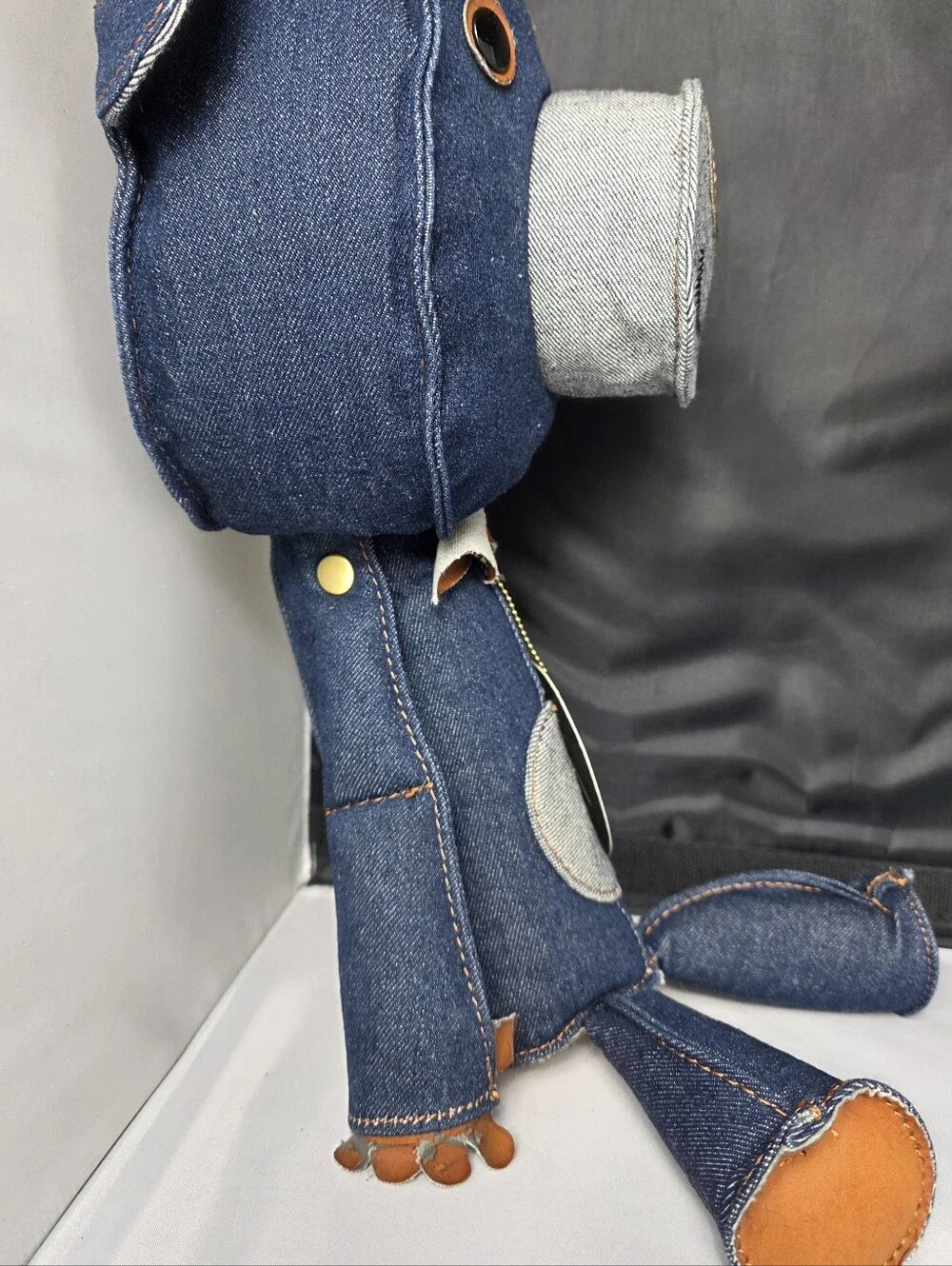 Chester Denim Bear Plush with Leather Accents